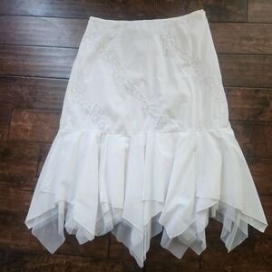 VTG Y2K Papillon Los Angeles Lace Handkerchief Hem Midi Skirt Fairycore Boho
